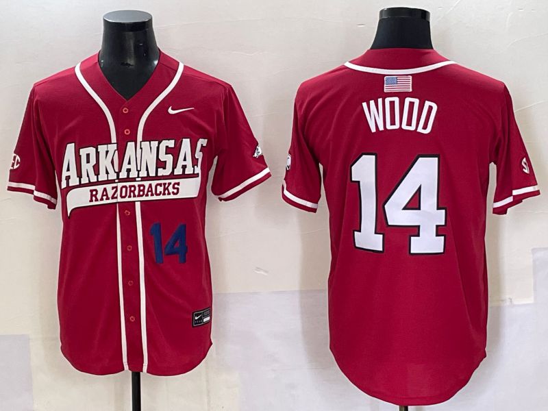 Men 2025 Alabama Crimson Tide #14 Wood Red Nike Joint Name Nike NCAA Jersey style 3